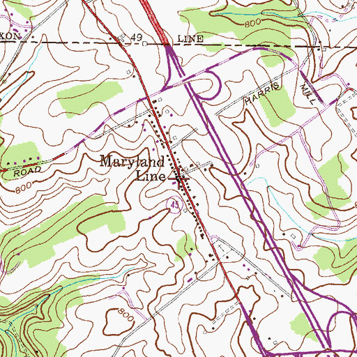 Topographic Map of Maryland Line United Methodist Church, MD