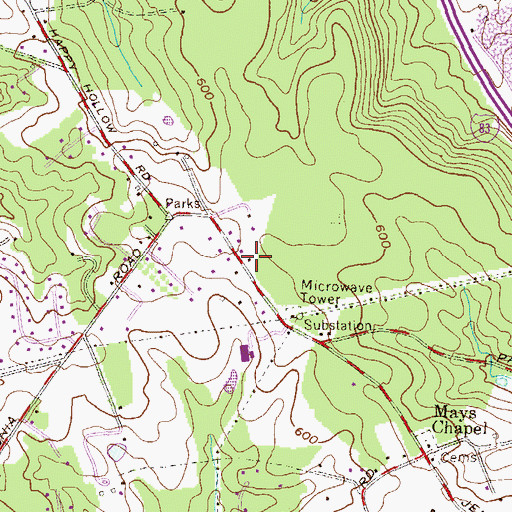 Topographic Map of Mays Chapel Elementary School, MD