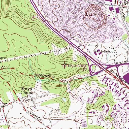 Topographic Map of Mays Chapel North, MD