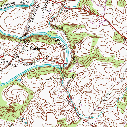 Topographic Map of Merryman Park, MD