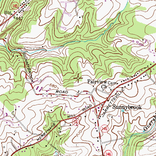 Topographic Map of Merrymans Mill, MD