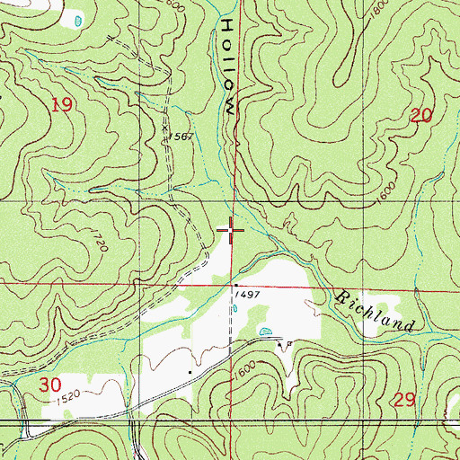 Topographic Map of Greenhaw Hollow, AR