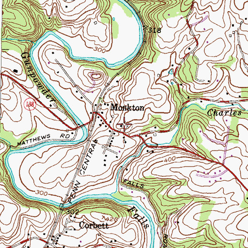 Topographic Map of Monkton United Methodist Church, MD