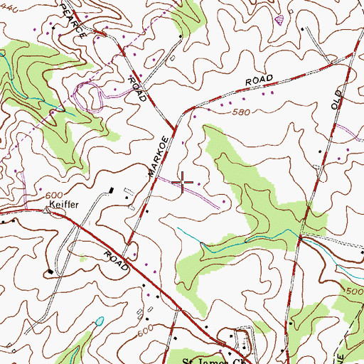 Topographic Map of My Ladys Manor Estates, MD
