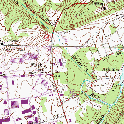 Topographic Map of North Park Business Park, MD