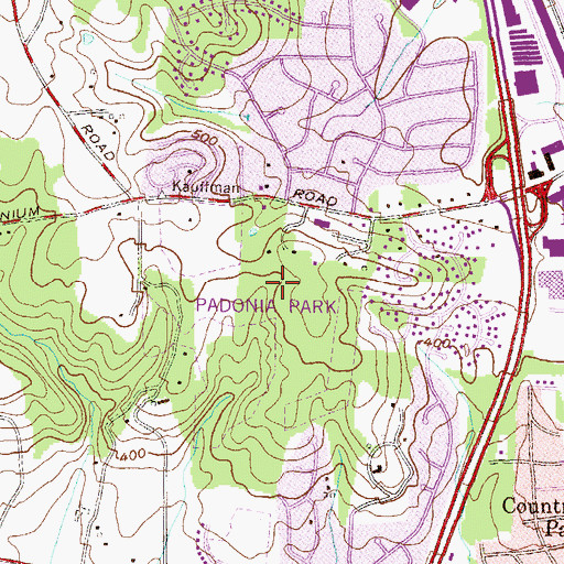Topographic Map of Padonia Park, MD