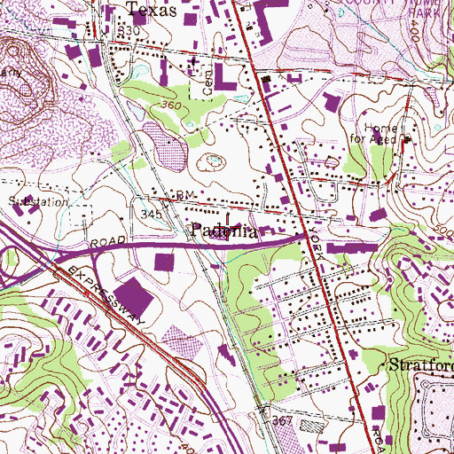 Topographic Map of Padonia Park Shopping Center, MD