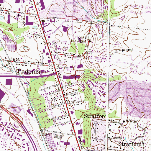 Topographic Map of Padonia Plaza Shopping Center, MD