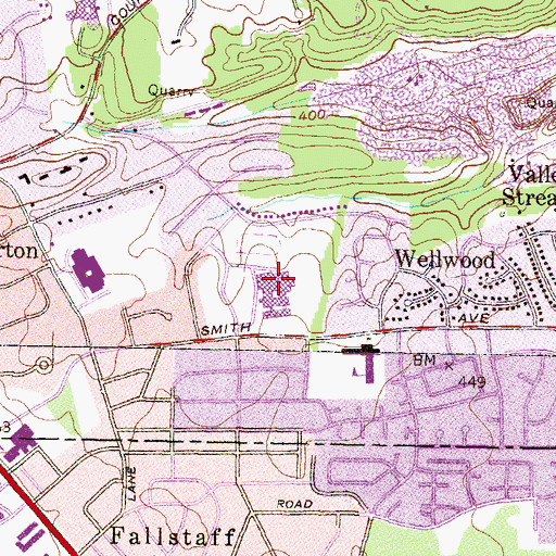 Topographic Map of Pikesville High School, MD