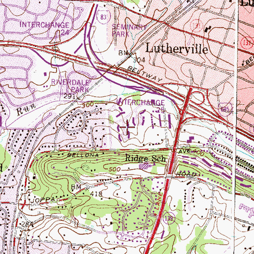 Topographic Map of Ridervale, MD