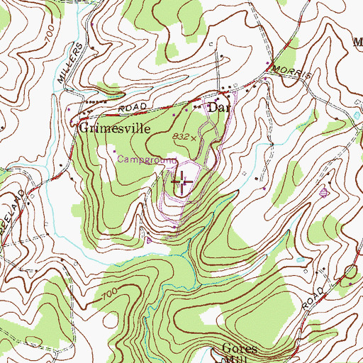 Topographic Map of Morris Meadows Recreation Farm, MD