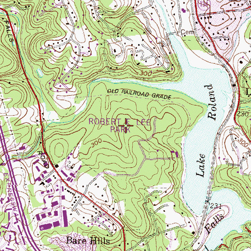 Topographic Map of Lake Roland Park, MD