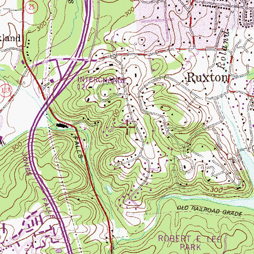 Topographic Map of Ruxton Hills, MD