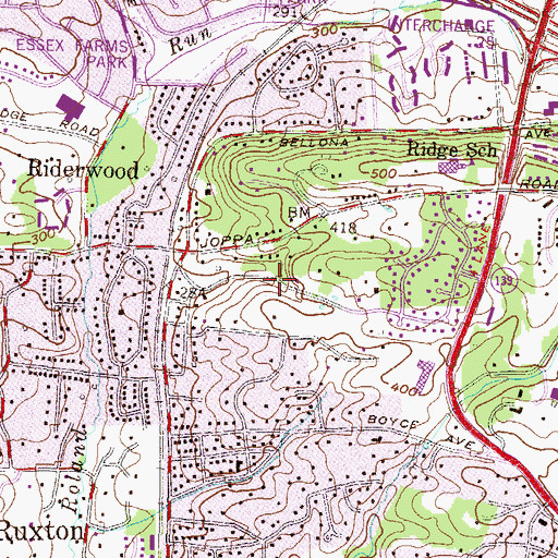 Topographic Map of Ruxton Ridge, MD