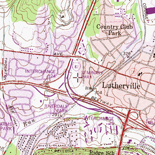 Topographic Map of Seminary Park, MD