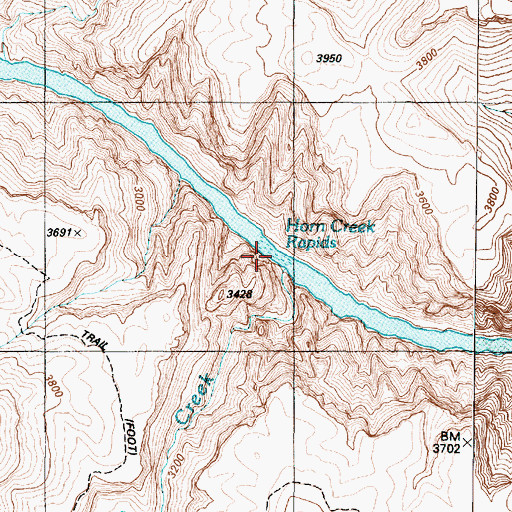 Topographic Map of Horn Creek Rapids, AZ