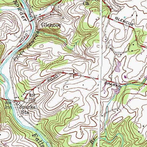 Topographic Map of Sharretts Ridge, MD