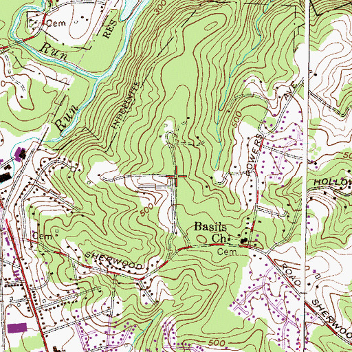 Topographic Map of Sherwood, MD
