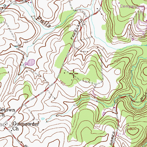 Topographic Map of Spring Valley Farms, MD