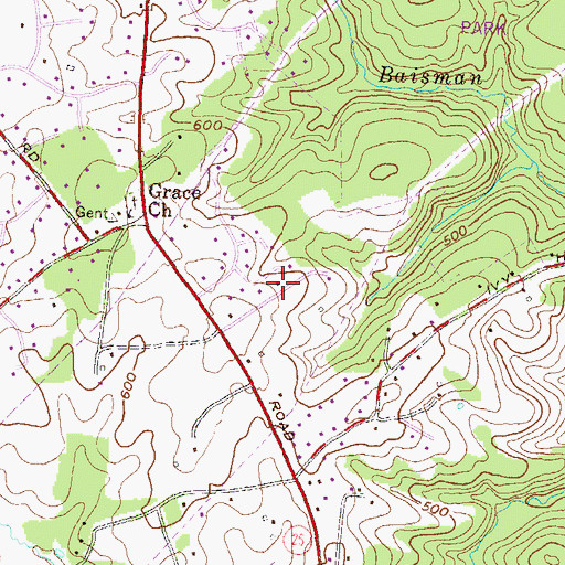 Topographic Map of Springhill Farms, MD
