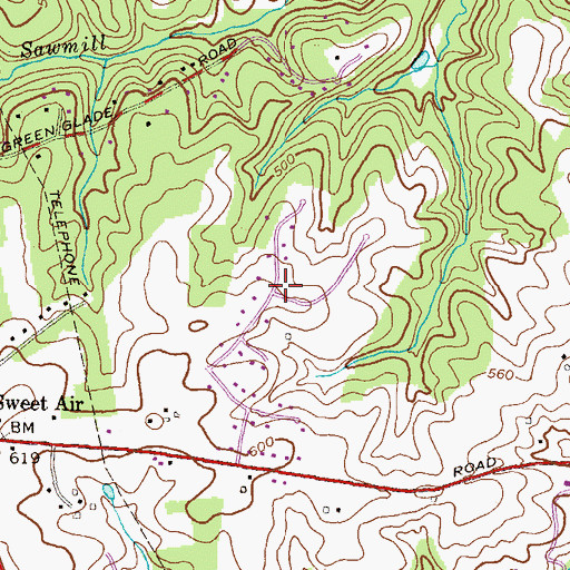 Topographic Map of Sweet Air Manor, MD