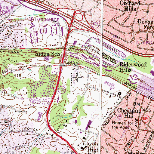 Topographic Map of The Willows of Ruxton, MD