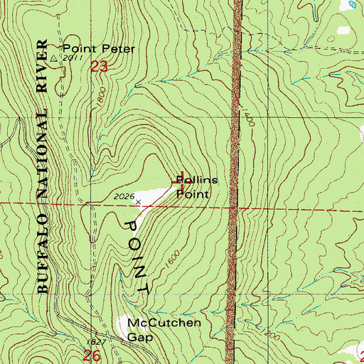 Topographic Map of Rollins Point, AR