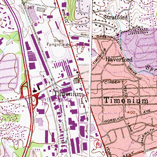 Topographic Map of Timonium Crossings Shopping Center, MD