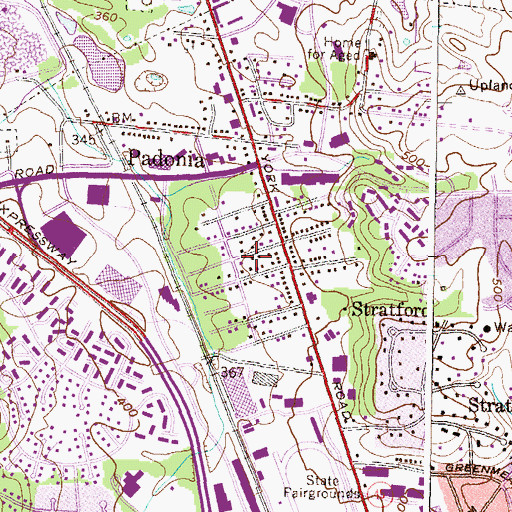 Topographic Map of Timonium Heights, MD