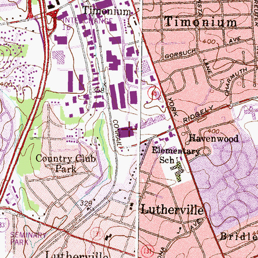 Topographic Map of Timonium Mall Shopping Center, MD