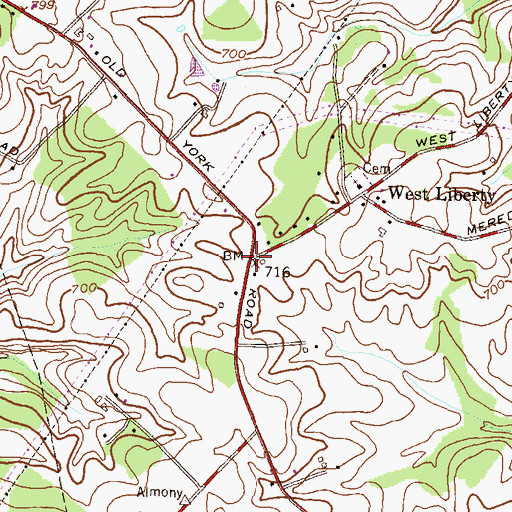 Topographic Map of Trump, MD