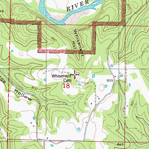 Topographic Map of Whisenant Cemetery, AR
