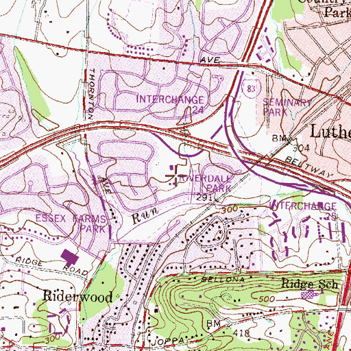 Topographic Map of Valley Country Club, MD
