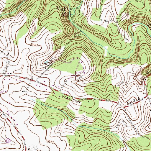 Topographic Map of Valley Mill Farms, MD