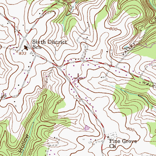 Topographic Map of Walker Manor, MD