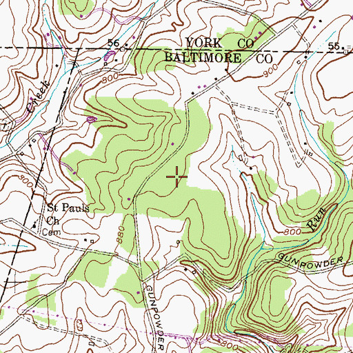 Topographic Map of Walkers Run, MD