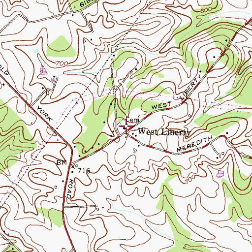 Topographic Map of West Liberty United Methodist Church, MD