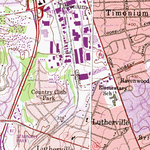 Topographic Map of West Lutherville Park, MD