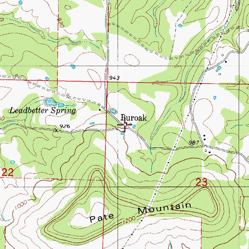 Topographic Map of Buroak, AR