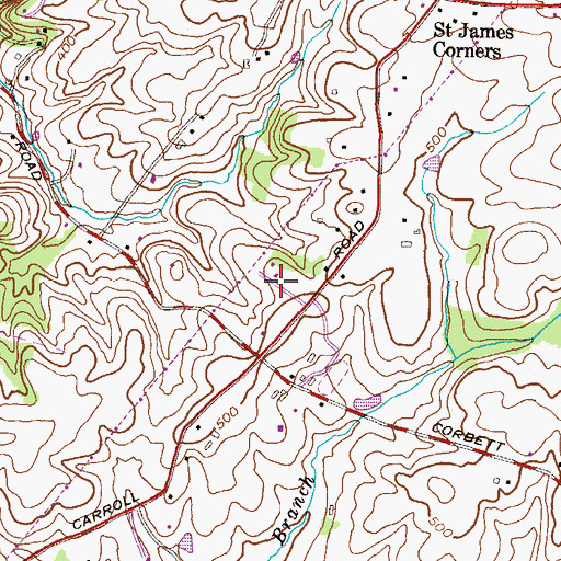 Topographic Map of Wooddale Farms, MD