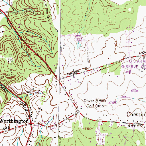 Topographic Map of Worthington Greens, MD