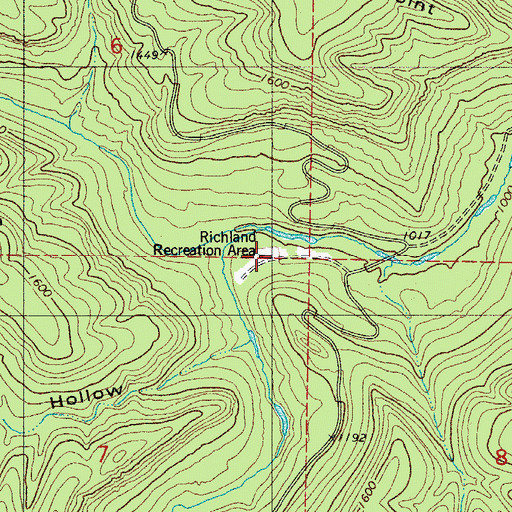 Topographic Map of Richland Recreation Area, AR