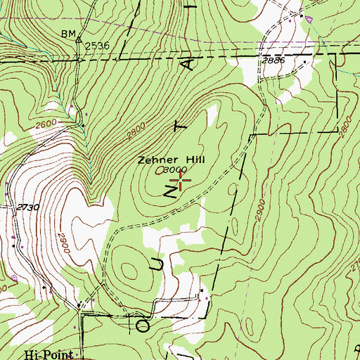Topographic Map of Zehner Hill, MD