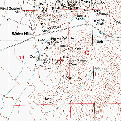 Topographic Map of Horn Silver Mine, AZ