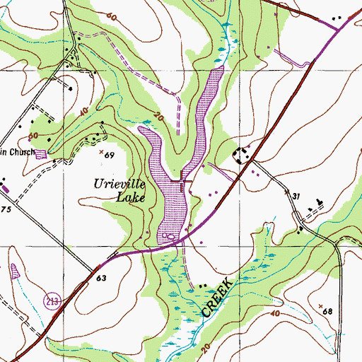 Topographic Map of Urieville Lake Fish Management Area, MD