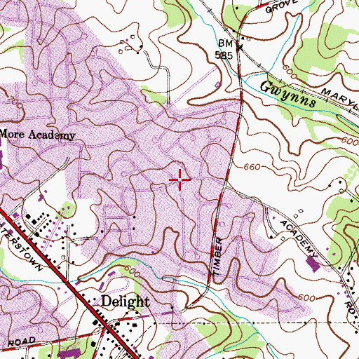 Topographic Map of Academy Acres, MD