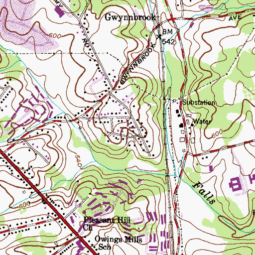 Topographic Map of Academy Lane, MD