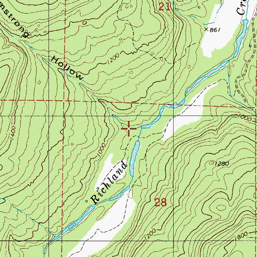 Topographic Map of Armstrong Hollow, AR