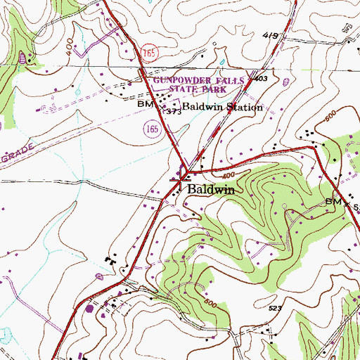 Topographic Map of Baldwin Post Office, MD