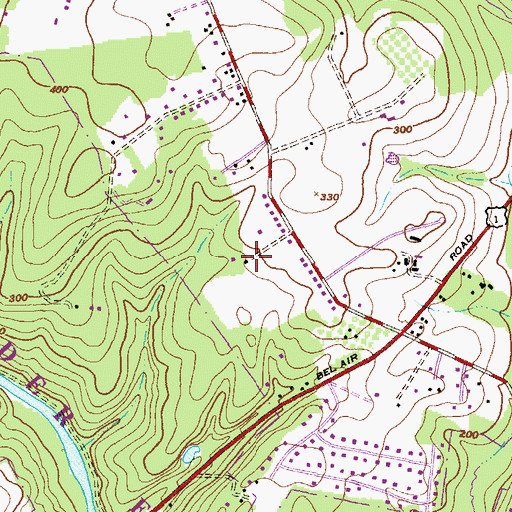 Topographic Map of Batter Brook Farms, MD